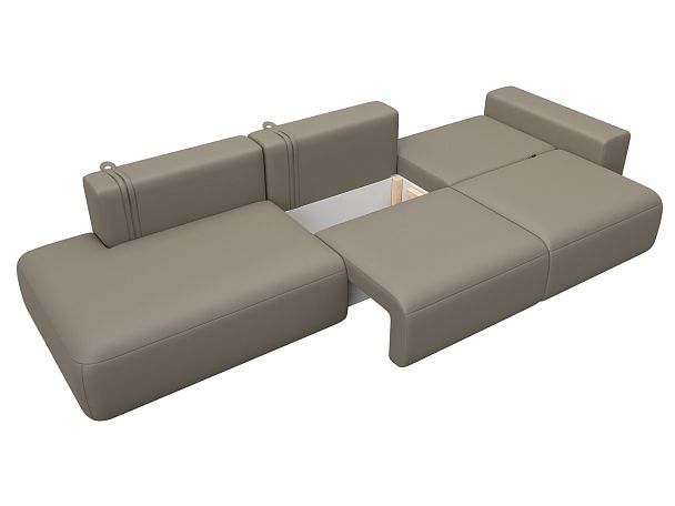 Диван прямой Лига-036 НПБ Модерн Лонг подлокотник справа Экокожа бежевый - Вид 8