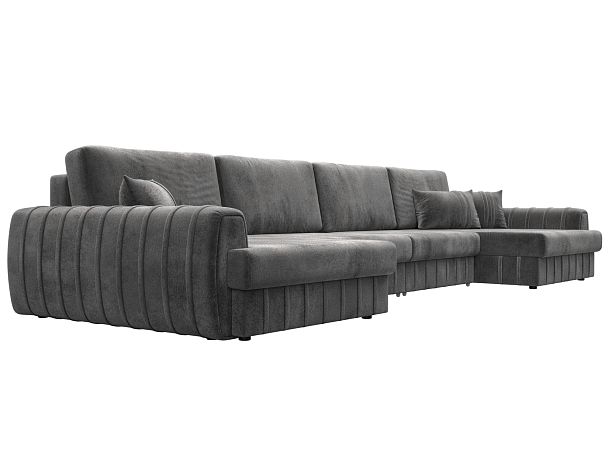 Диван П-образный Лига-057 НПБ Лонг Велюр серый - Вид 3