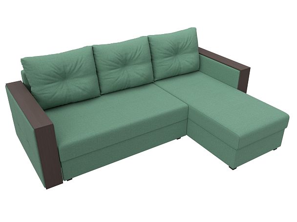 Диван угловой Валенсия Лайт правый угол Рогожка зеленый - Вид 5