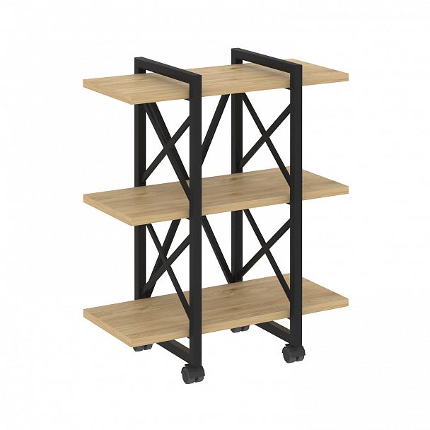 Стеллаж на колесах "Loft" VR.L-MST.K-3.4V тиквуд светлый/черный - Вид 1