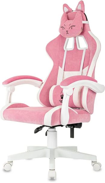 Кресло игровое Knight Kitty W Fabric розовый/молочный с подголов. крестов. пластик пластик белый - Вид 2