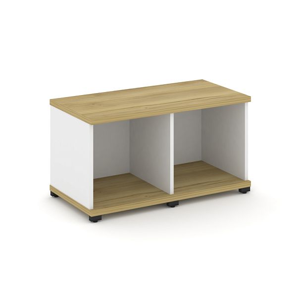 Concept Стеллаж 2 узкие секции, 1 ниша CN.STU-120 Дуб Винченцо/Белый Бриллиант/Металл Черный 836*420*450 - Вид 1