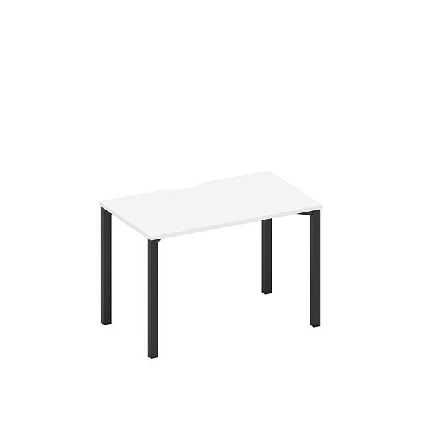 Стол письменный на металлокаркасе, столешница с вырезом Space+ А1 ЧР 013.2 БП белый премиум / черный гладкий - Вид 1