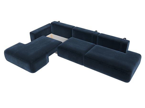 Диван угловой Лига-036 НПБ Модерн Лонг левый угол Велюр синий - Вид 7