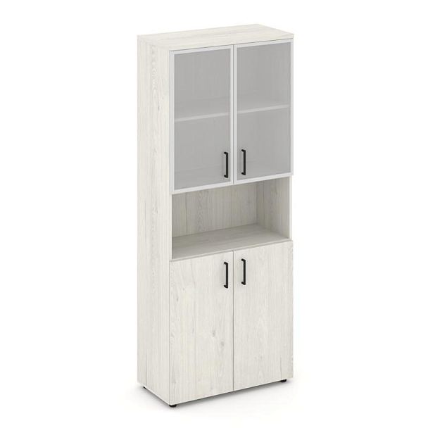 Стайл Проджект Шкаф высокий широкий SN.STS-106 Дуб Наварра/Сатин/Черный Ручки 796*400*1982 - Вид 1