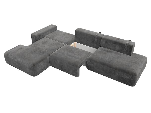Диван угловой Лига-036 НПБ Модерн Лонг левый угол Велюр серый - Вид 8