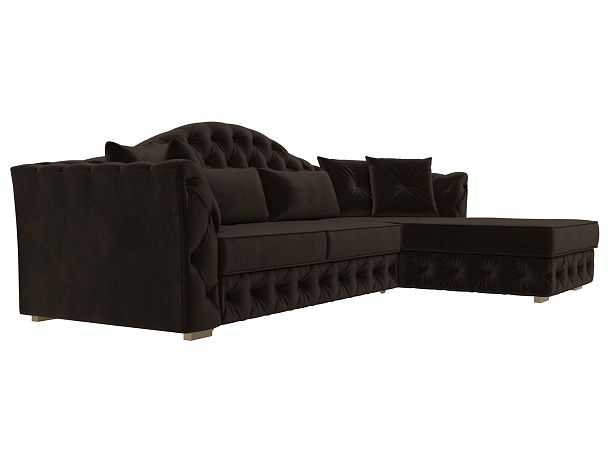 Диван угловой Артис правый угол Микровельвет коричневый - Вид 3