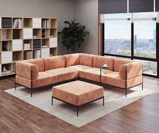 Rio Модуль без спинки РСЕ-03 Velvet Lux 14/Металл Черный 810*810*445 - Вид 5