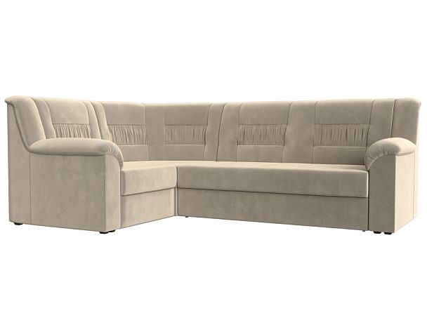 Угловой диван Карелия левый угол (полностью микровельвет бежевый) - Вид 1