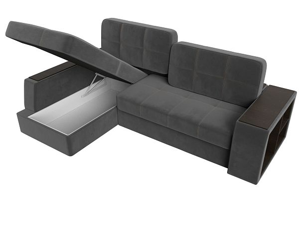 Угловой диван Брюссель левый (полностью велюр серый) - Вид 7