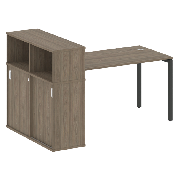 Metal System Quattro Стол письменный с шкафом-купе на П-образном м/к 40БП.РС-СШК-3.3 Т Вяз/Антрацит металл 1810*1120*1098 - Вид 1