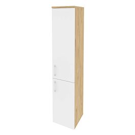 Onix Шкаф высокий узкий правый O.SU-1.3 (R) Тиквуд светлый/Белый бриллиант 400*420*1977 - Фото предпросмотра