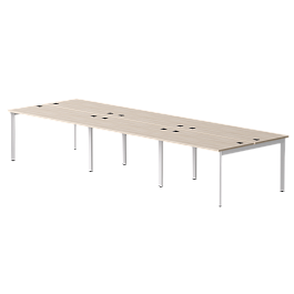 Бенч-система на 6 мест Everprof EVO на металлокаркасе 4740х670(1370)x755 опоры 45гр Дуб Соната/Белый - Фото предпросмотра