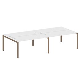 Metal System Quattro Р. ст. на 4 раб. места на П-образном м/к 50БП.СМ-4.4 Белый/Мокко металл 3200*1475*750 - Фото предпросмотра