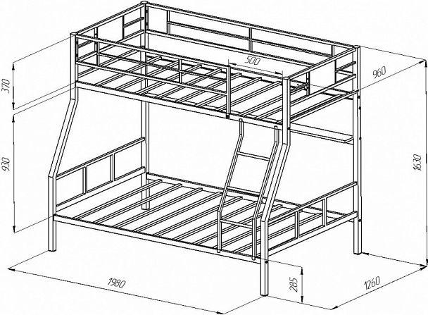 Двухъярусная кровать "Гранада-1ПЯ" черный - Вид 2