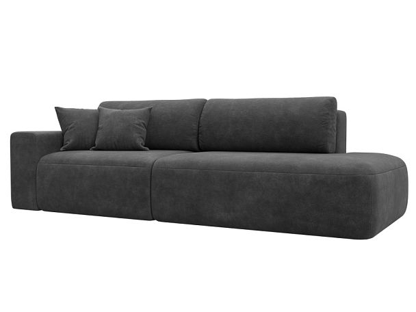 Диван прямой Лига-036 НПБ Модерн подлокотник слева Велюр серый - Вид 1