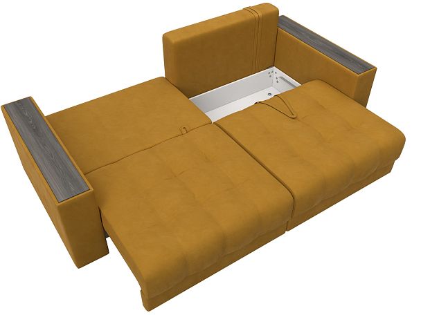 Диван прямой с декором Лига-049 НПБ Велюр желтый - Вид 9