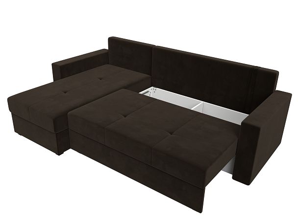 Диван угловой Верона Лайт угол левый (полностью вмикровельвет коричневый) - Вид 7