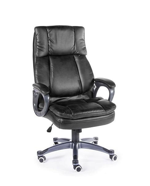 Кресло офисное / Мэдисон / серый пластик / черная экокожа - Вид 1