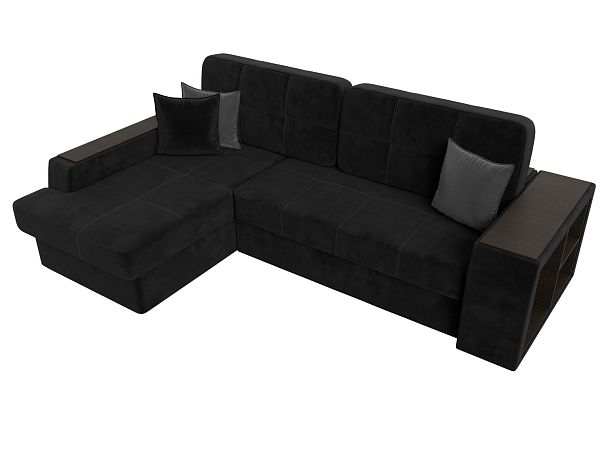 Угловой диван Брюссель левый (полностью велюр черный) - Вид 5