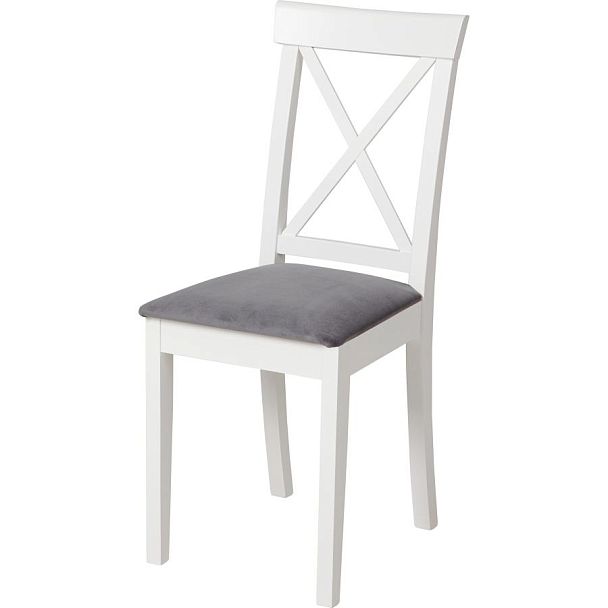 Обеденная группа стол раздвижной Стил 110 Бетон/Белый и 2 стула Бергольф Белый/Серый велюр - Вид 11