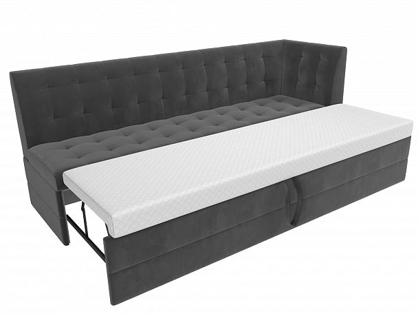 Кухонный диван Бриз с углом (полностью велюр серый) - Вид 6