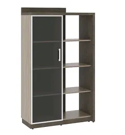 WOOD STONE Шкаф со стеклянной дверью левый СФ-534181 Дрифтвуд / Бетон Чикаго темный Wood stone кабинет руковод  без цвета - Фото предпросмотра