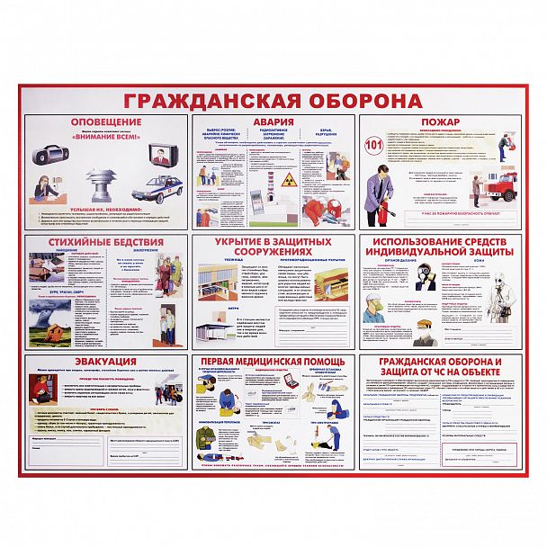 Доска-стенд информационная "Гражданская оборона" (910х700 мм), пластик - Вид 2
