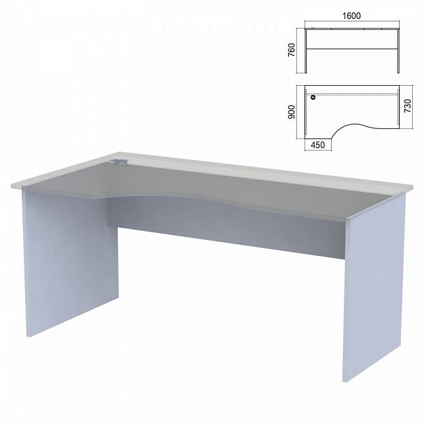 Стол эргономичный ЧАСТЬ 2 "Арго", 1600х900х760 мм, левый/правый, серый - Вид 1