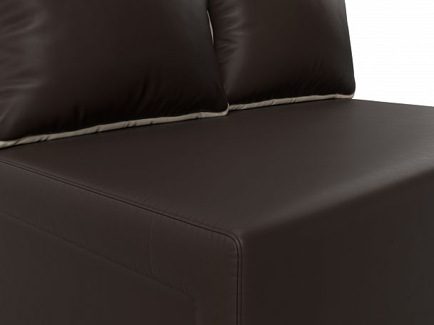 Диван прямой Лагуна (полностью экокожа коричневая, кант экокожа бежевая) - Вид 4