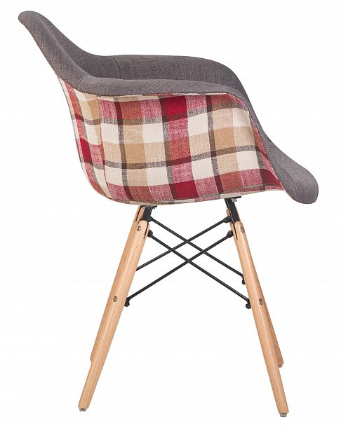 Стул обеденный DOBRIN DAW THOMAS (ножки светлый бук, сиденье 010 яркая клетка, серая ткань) - Вид 3