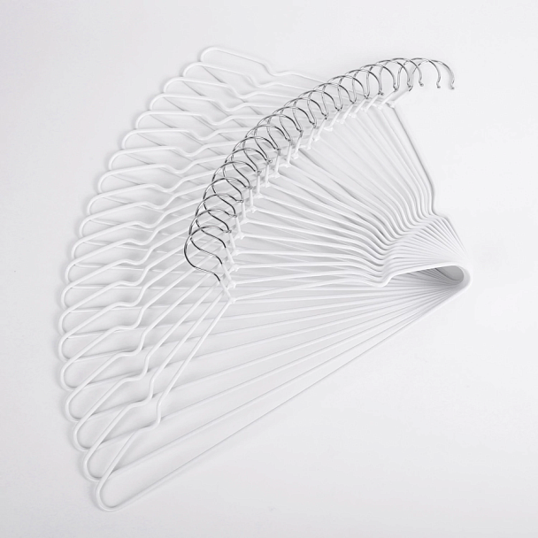 Вешалки-плечики для одежды, размер 48-50, металл, антискользящие, КОМПЛЕКТ 20 шт., белые, BRABIX PREMIUM, 608470 - Вид 6