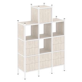 Loft Прямой стеллаж наборный VR.L-18 Денвер светлый/Белый металл 1278*446*1869 - Фото предпросмотра