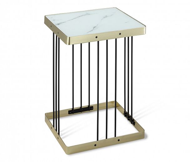 Столик кофейный Sheffilton SHT-CT16 светлый мрамор/латунь/черный - Вид 2