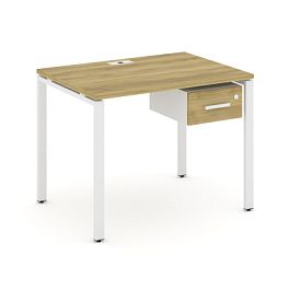 Concept Стол рабочий с подвесной тумбой с одним ящ. CN.SP-109 W Дуб Винченцо/Белый Бриллиант/Металл Белый 980*720*750 - Фото предпросмотра