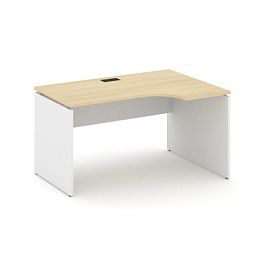 Стайл Проджект Стол рабочий эргоном. SN-D.SPA-011(R) Акация Лорка/Белый/Черная Заглушка 1380*700/980 - Фото предпросмотра