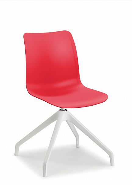 Кресло "College на белой базе Swiss (с пластиковыми глайдерами)",красный - Вид 1