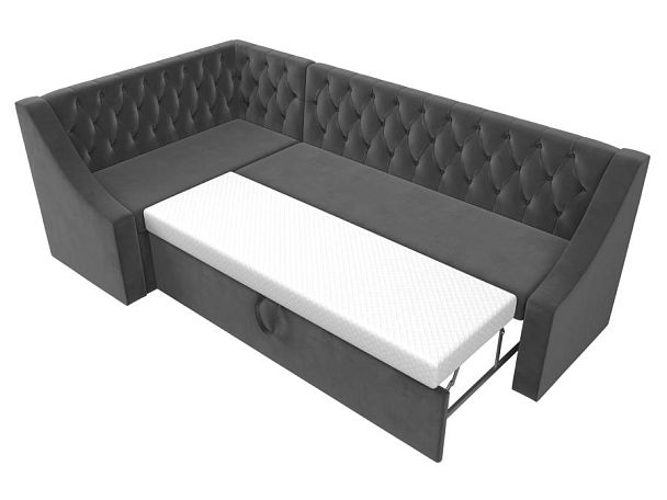 Кухонный угловой диван Мерлин левый (полностью велюр серый) - Вид 6