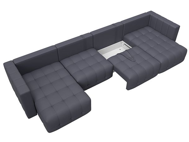 Диван П-образный Лига-052 НПБ Лонг Экокожа серый - Вид 7