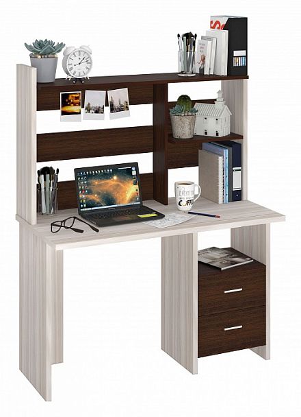 Стол компьютерный Домино Лайт СКЛ-Прям120+НКЛ-120 Венге/Карамель - Вид 2