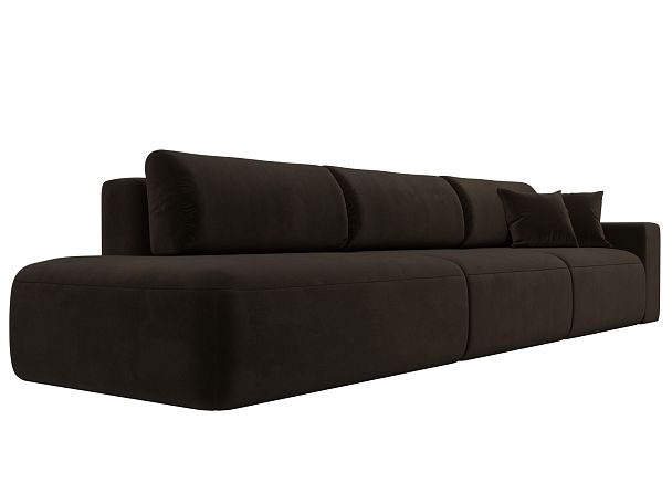 Диван прямой Лига-036 Модерн Лонг подлокотник справа Микровельвет коричневый - Вид 4