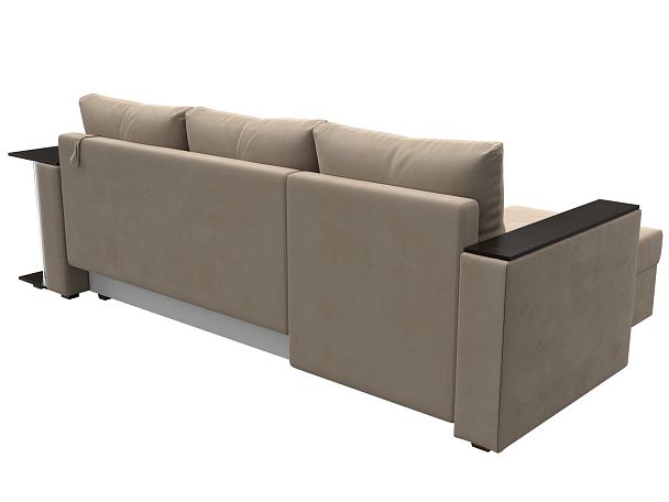 Угловой диван Атланта Лайт левый (полностью велюр бежевый) - Вид 5