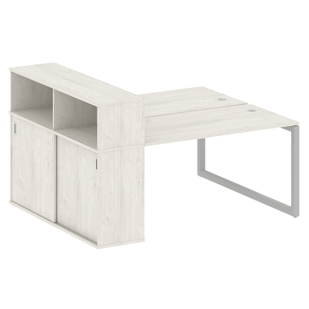 Metal System Quattro Р. ст. с шкафом-купе на О-образном м/к 50БО.РС-СШК-2.3 Т Дуб наварра/Серый металл 1810*1475*1098 - Вид 1