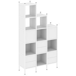 Loft Прямой стеллаж наборный VR.L-22 Белый бриллиант/Белый металл 1278*446*2280 - Фото предпросмотра