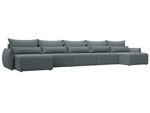 Диван п-образный Лига-051 НПБ МегаЛонг Рогожка серый - Вид 1