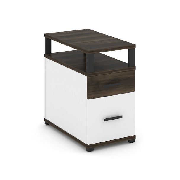 Concept Тумба приставная 1 ящ.+1 распаш. фасад с надставкой CN.TGP-002 B Дуб Мали/Белый Бриллиант/Металл Черный 420*720*750 - Вид 1