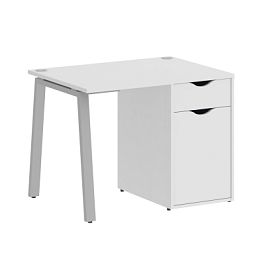 Home Office Стол письменный VR.SP-3-98.1.A Белый/Серый металл 980*720*750 - Фото предпросмотра