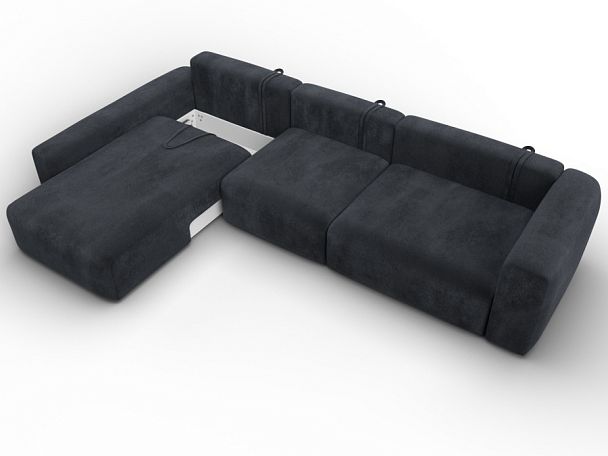 Диван угловой Лига-066 НПБ Лонг угол левый Велюр серый - Вид 8