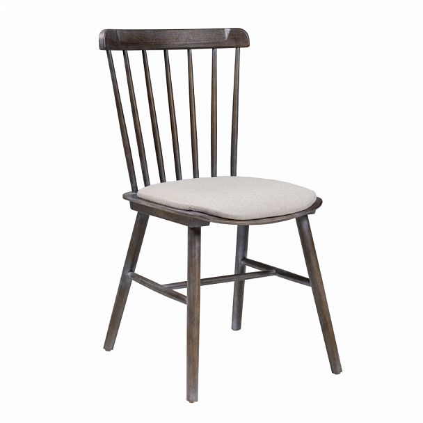 Стул Такер старинный орех с белой патиной с подушкой рогожка Ametist  bravo white - Вид 1
