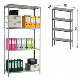 Стеллаж металлический ПРАКТИК "MS KD", сборная стойка, 1950х1000х600 мм, 4 полки, MS 200/100х60/4 - Фото предпросмотра